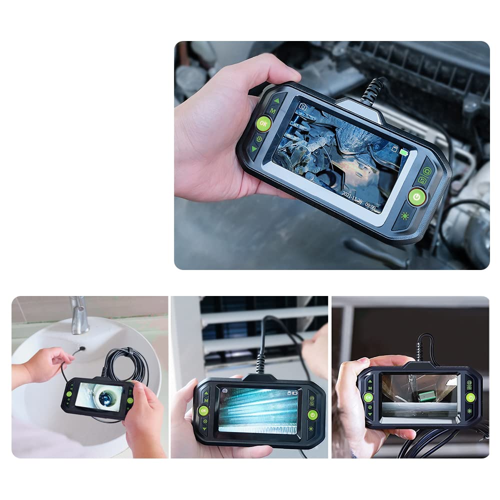 AMTORIN 6mm Diameter Fiberscope, Dual Camera Endoscope, 5m Long, with 32GB Memory Card, Digital Endoscope, Dual Lens, Snake Camera, Dual Fiberscope,