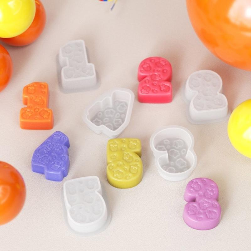 Strawberry Number Silicone Candle Mold Baking Mold for Candle Soap Chocolate Cake Fondant and Epoxy Resin Craft Project