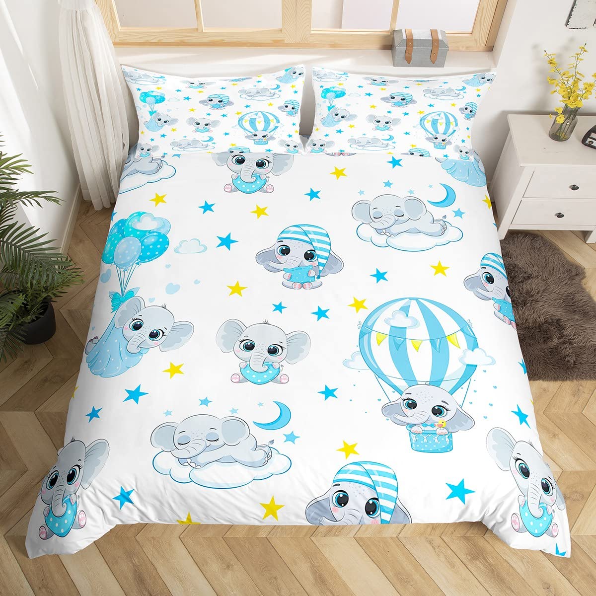

Simple Cartoon Bedding Set 3D Printed Hot Air Balloon Cute Duvet Cover Set Soft Single Double Queen Size For Kids Birthday Gift Eu Single 135x200cm