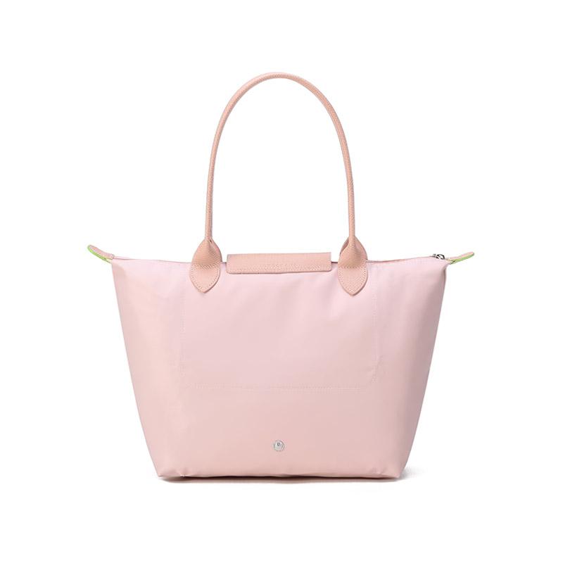 Longchamp Le Pliage 28 Ferramenta in Metallo Argentato Profilo Minimalista Stile Eco-Friendly Tela e Pelle Borsa a Mano Donna tote Rosa 2605919P64