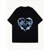 Women Casual Loose T Shirt White Turtle Heart Print Summer Top For Beach And Daily Wear