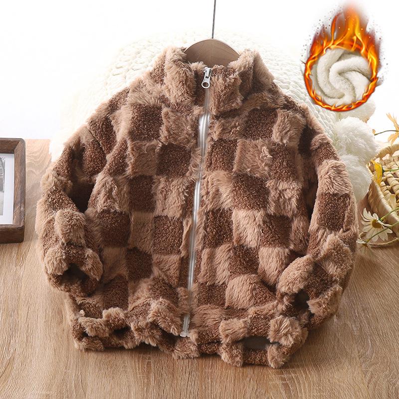 Kids' Fleece-Lined Jacket: Thick, Stand-Up Collar, Zipper Cardigan for Boys & Girls - Autumn/Winter