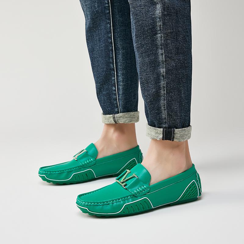 High Quality Men's Casual Leather Shoes Cowhide Loafers Soft Luxury Pea Shoes Genuine Leather Men's Flats Driving Shoes