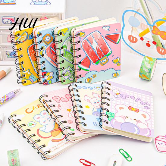 Portable Notebook Mini Cartoon Spiral Notebook, 80 Pages Pocket Small Smooth Page Turning Journal for Study Notes Cute Diary