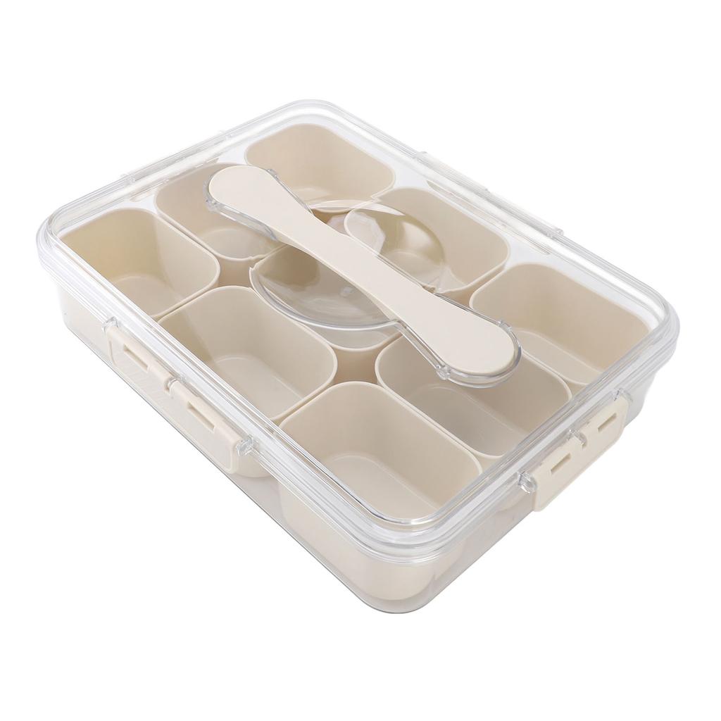 Plastic Seasoning Organizer Box 9 Compartments Sealing Fruit Snack Storage Containers with Clear Lid