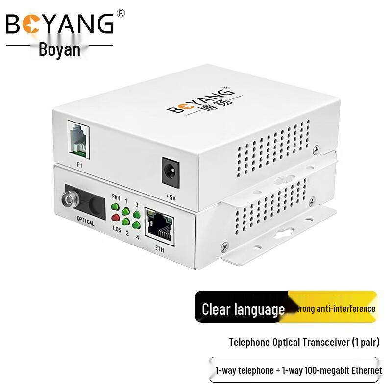 BOYANG Telephone & Ethernet Fiber Optic Transceiver (1 Voice, 1 Network)