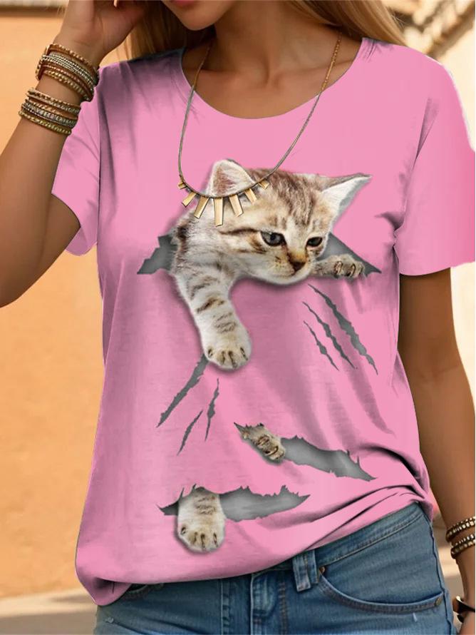 2024 Damtopp med korta ärmar, europeisk/amerikansk, med katt