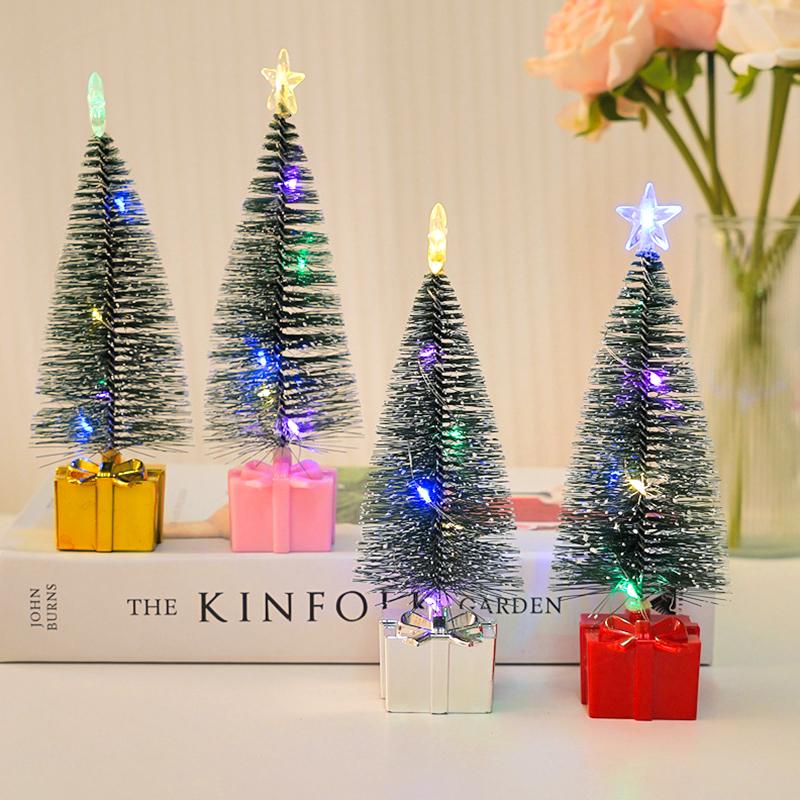 1Pc Night Light New Year Party Christmas Tree Mini Colorful Luminous Xmas Tree DIY Home Decor Candle Lamps Ornaments LED