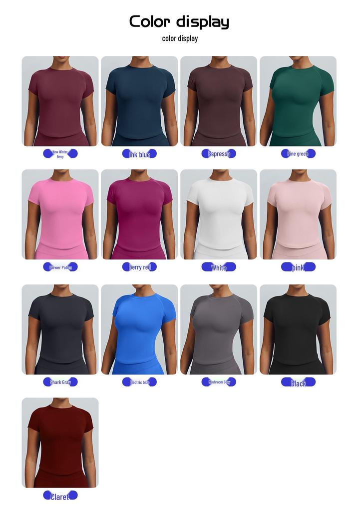 Quick-Dry Slim Fit Yoga T-Shirt - Stretch, Moisture & Sweat-Wicking Fitness Short Sleeve Top