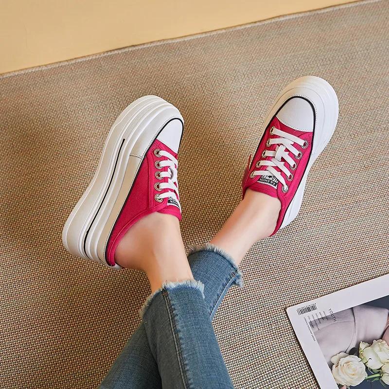 Fashion New Fashion Summer Sports Slippers Womens Vulcanized Shoes Flat Thick Bottom Widening Casual Breathable Sandals Slippers Middle