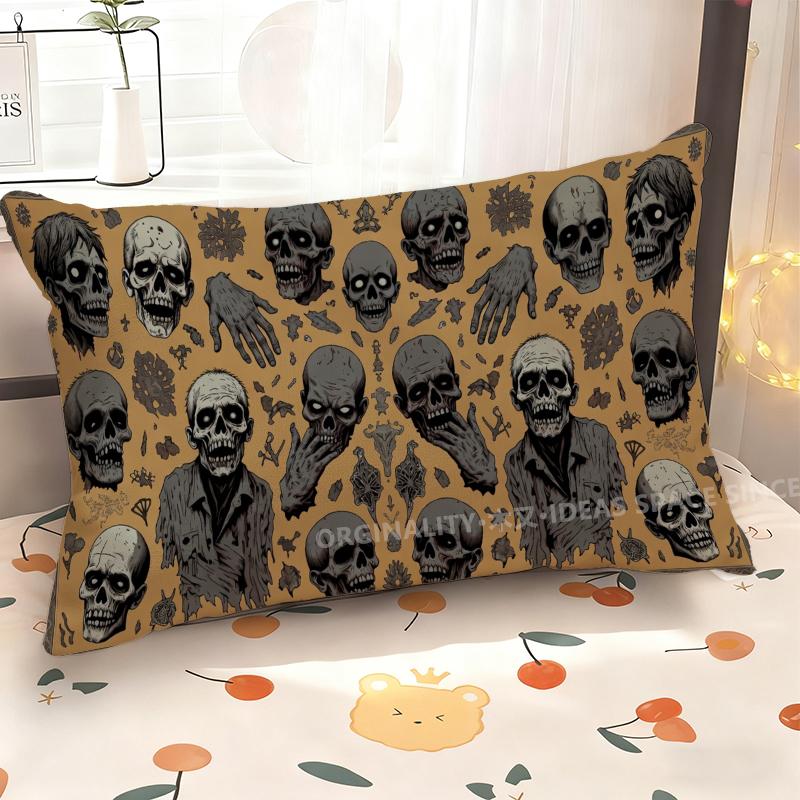 Zombie Skull Pattern Pillowcase Suitable For Sofa Bedroom Car Pillow Cover Cushion Rectangular Back Cushion