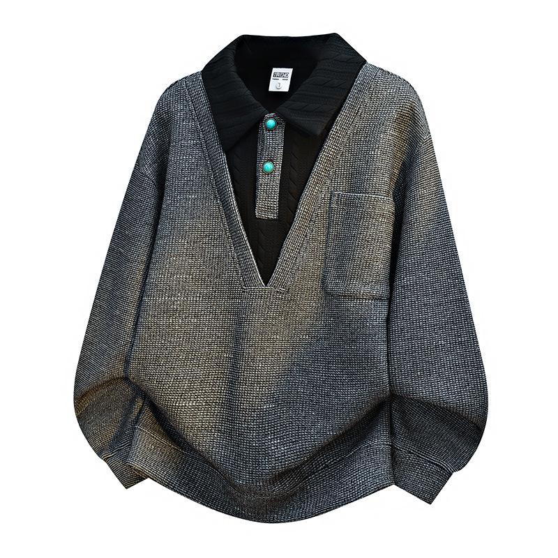 Men's Round Neck Solid Color Round Neck Sweatshirt Men's Loose Fit Sweatshirt