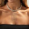 Salircon Wykwintny Barokowy Naszyjnik z Frędzlami z Imitacji Pereł Damski Boho Regulowany Nieregularny CCB Koralikowy Łańcuszek Clavicle Biżuteria Y2K