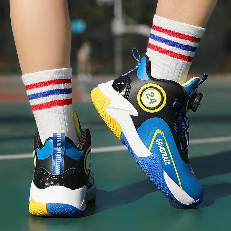 Autumn Winter Children's Basketball Shoes Knob Comfort Leather Basketball Sneakers Kids Non-slip Sports Shoes For Boys Trainers