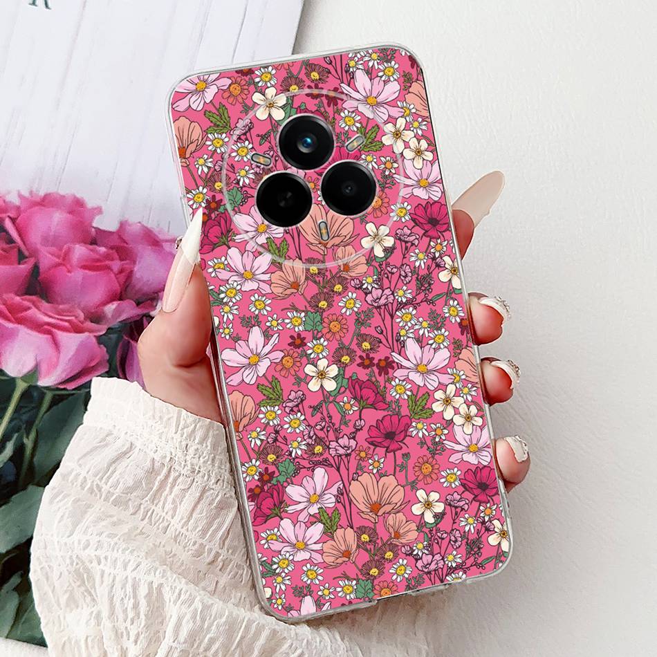 For Realme 14 Pro 14Pro+ Elegant Floral Cat Printed Phone Case For Realme 14 Pro Plus 14Pro 5G Soft Silicone TPU Cases