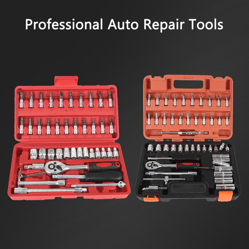 Removal Tools 1/4Inch Drive Socket Set Torx Bit Socket Set Car Repair Tools Ratchet Torque Socket Wrench Bar 46Pcs 53Pcs