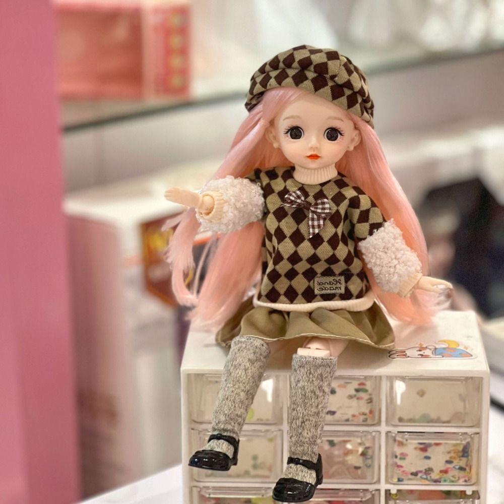 Long Hair 30cm Bjd Doll with Clothes Attractive Eyes Princess Makeup Ball Joint Doll  Girl Gift