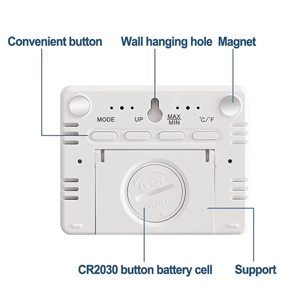 Slim Electronic Digital Clock Wall Mountable Magnetic LCD Small Alarm Clock Multi-function Temperature Humidity Electronic Clock