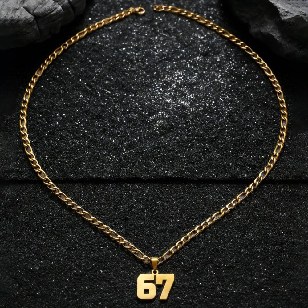 Stainless Steel Punk Tag Necklace Letter Pendant Neck Chain Creative 67 Necklace Jewelry Gift