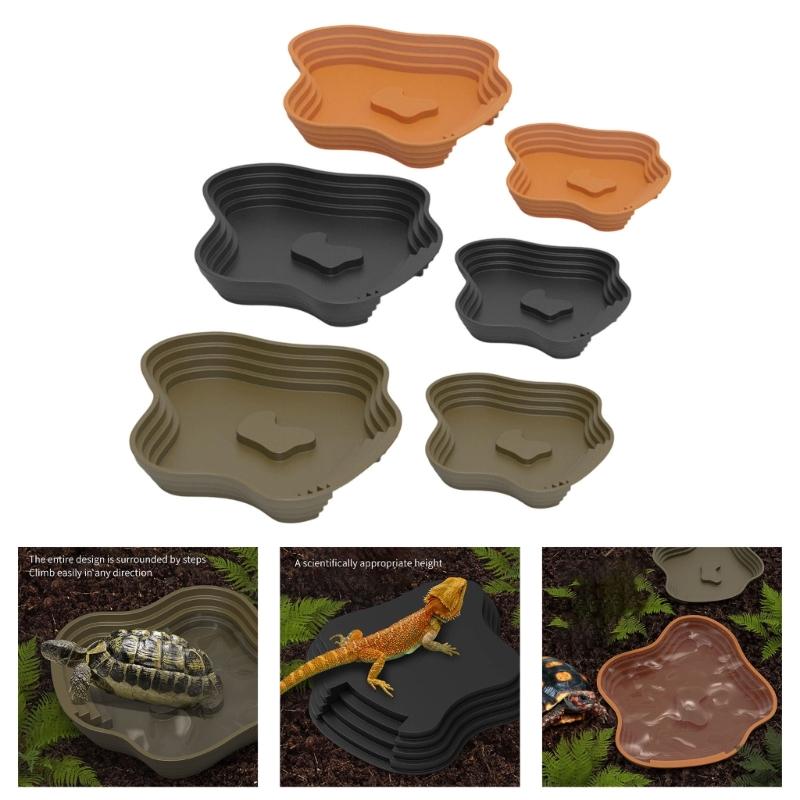 Reptiles Animal Feeding Plate Durable ABS Construction Shallow Water Dish For Turtles Lizards