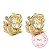 SALES Fine Wedding Jewelry Gold with 925 Sterling Silver New Crystal Olive Branch Earring Korean Leaf Hoop Earrings for Women