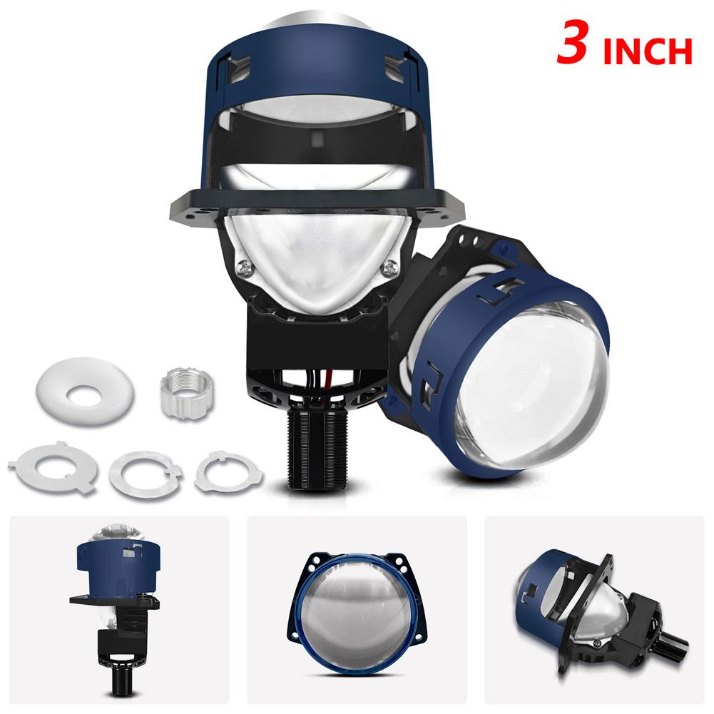 

T03 3,0-дюймовый светодиодный проекционный объектив 6000K светодиодные лампы для фар H4 H7 9005/9006 IP68 водонепроницаемые ближний и дальний свет с цветовой границей синий