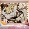 Blonde Anime Girl Meadow Suitcase Tapestry Wall Hanging Green Spring Flower Aesthetic Wall Art Otaku Dorm Bedroom Decor