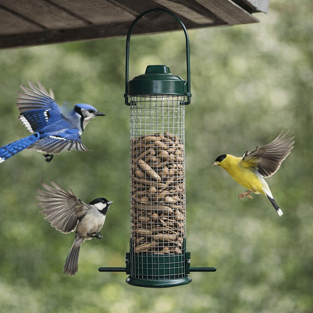 3pcs/set Large Capacity Hanging Bird Feeder Metal Mesh Bird Feeding Station Tube Feeder  Outdoor