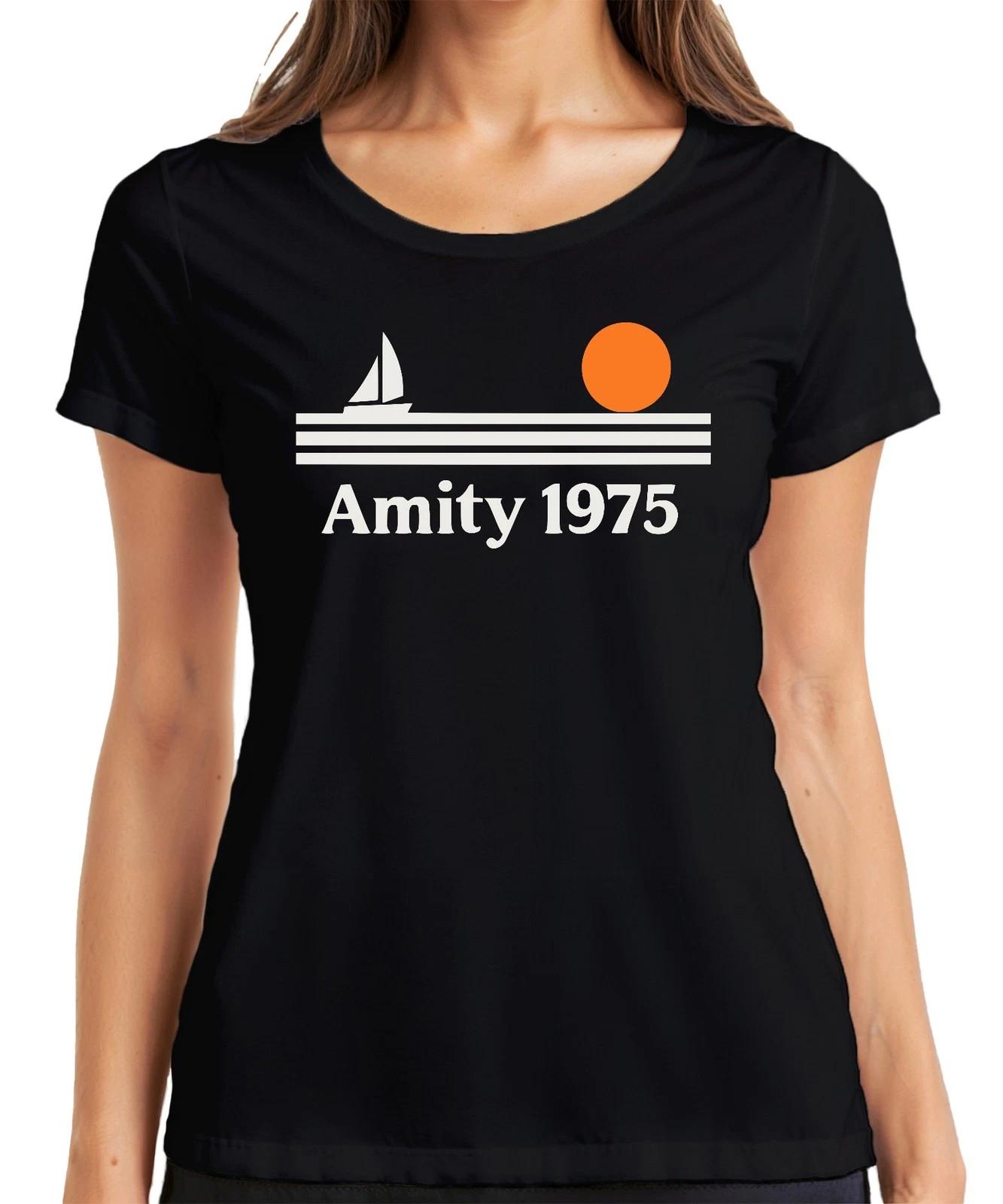 Amity 1975 Segelboot Sonnenuntergang Retro Maritim Strand Insel Damen T-Shirt M