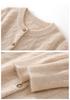 Women's French Style Cable Knit Cashmere Cardigan - Round Neck, Solid Color, Thick, Versatile, Loose Fit Sweater.