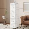 Slim Storage Cabinet Multi-Tier Tall Narrow Storage Cabinet with Wheels Drawers Rolling Multi-Drawer Organizer for Small Spaces Bathroom Bedroom