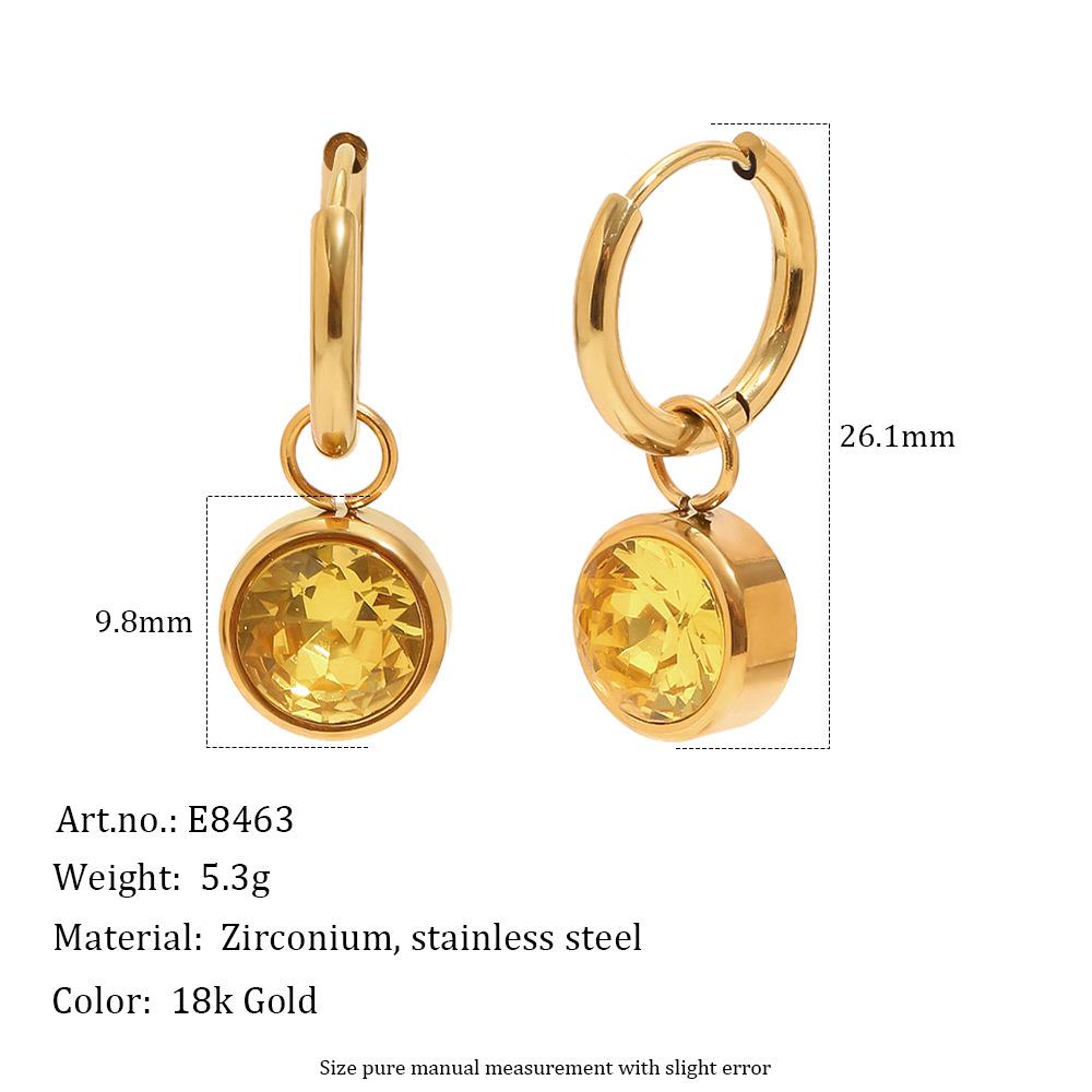 Exquisite 18K Gold-Plated French Earrings with Colorful Round Diamonds