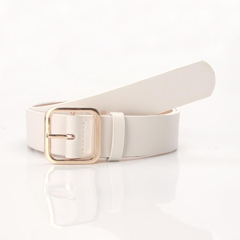 Minimalist Woman Leather Belt With Square Buckle Pu Material For Casual And Office Wear
