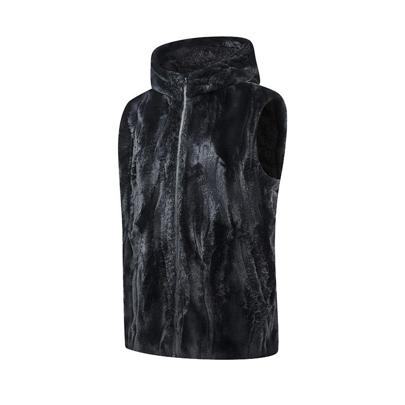 

Winter Hooded Fleece Casual Jacket with Contrasting Colors and Fleece Stand Up Collar Cardigan on The Outside S