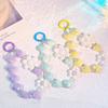 Heart Colorful Phone Lanyard Flower Keychain Crystal Phone Anti-lost Rope Colored Round Bead Cute Glitter Wrist Straps