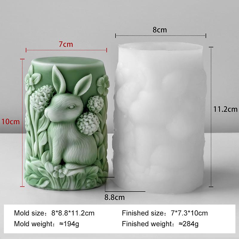 

Сделай сам Форма для цилиндрической свечи Рельефный кролик Цветок Столб Силиконовые формы Ручная работа Ароматическая свеча Смола Гипс Форма