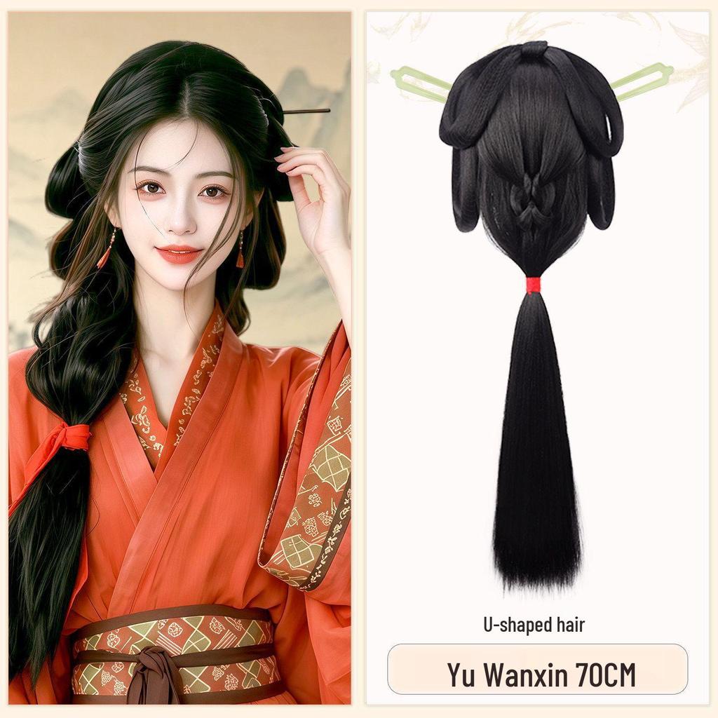 Ancient Hanfu Set: Wei Jin Headdress & Warring States Robe with Bun Styling