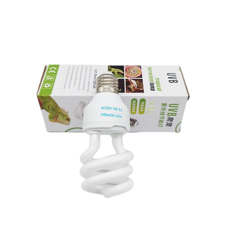 Reptile UVB Energy-Saving Full Spectrum Sun Lamp, Calcium Supplement, 13W/26W, 5.0/10.0 Ultraviolet.