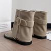 Korean Belt Buckle Sleeve Toe Flip-flops Shoes 2025 Spring and Summer New Casual Flat-bottomed Short Trousers Cool Boots Women