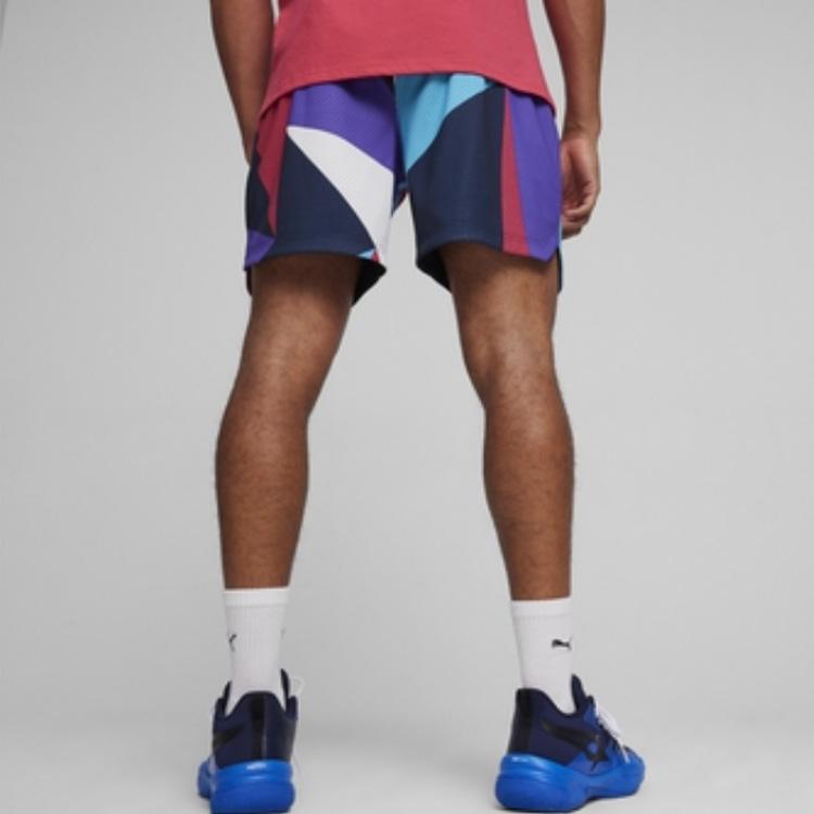 Puma Dylans Gift Lace-Up Color Block Number Mid-Rise Sports Shorts Men Shorts Black 625272-01