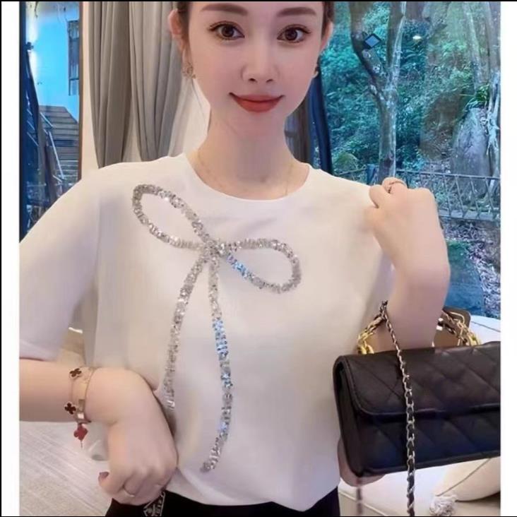 

Летняя женская уличная одежда из хлопка с ромбами, окантовкой, бантом, кисточками, тонкая футболка, женские топы, футболка с короткими рукавами XXL белый