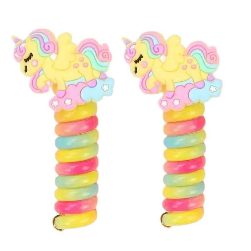 

2 шт. Резинка для волос в виде телефонного провода для девочек, держатель для хвостика в виде единорога, эластичная резинка для волос, сделай сам, бантик, плетеная резинка для волос в виде телефонного шнура