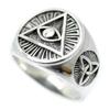 [Silver One] Sterling Silver 925 Eye of Providence Ring for Men E2 [Size 16] The All-Seeing Eye Freemason Ring