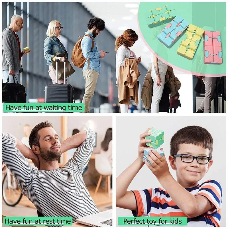 Magischer Puzzlewürfel, Anti-Stress-Spielzeug für Erwachsene, Infinite Flip, lustiger Würfel, sensorisches Spielzeug für Kinder mit besonderen Bedürfnissen, Weihnachtsgeschenke