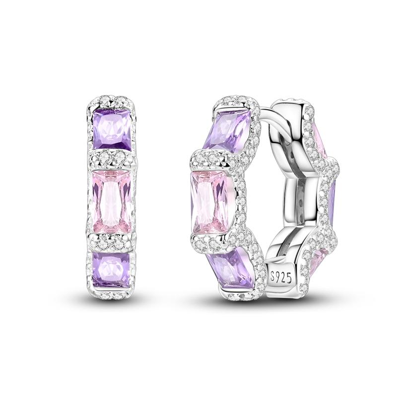 2025 New 925 Sterling copper Hoop Earrings Flowers Zircon Drop Earrings Stud For Woman Fine Birthday Wedding Party Zircon Gifts