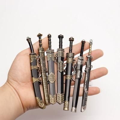 Chinese Style Ancient Weapon Set Many Models Of Metal Scabbard Of Famous Ancient Swords Keychain Small Unopened Blade Weapons