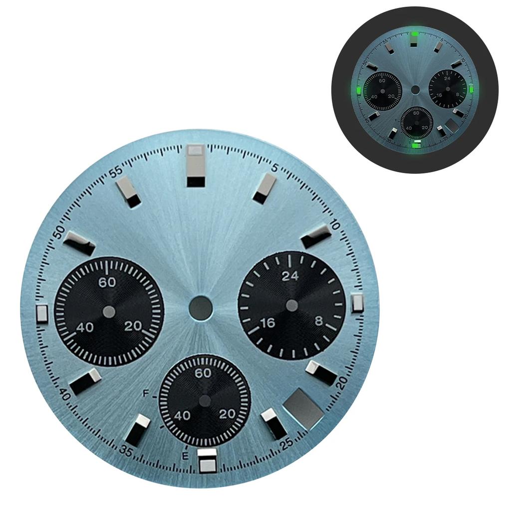 29.5mm Watch Dial S Dial Prospex Luminous Sunray Chronograph Face 6 Hands Fit Quartz VK63 Watch Faces Automatic Movement