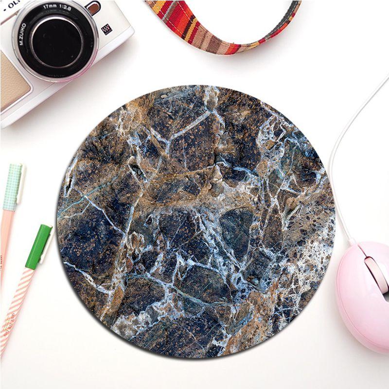 Мраморный маленький круглый настольный коврик Кавайные игровые аксессуары Студенческая подкладка для письма Коврик для мыши для ПК Ковер 20x20cm