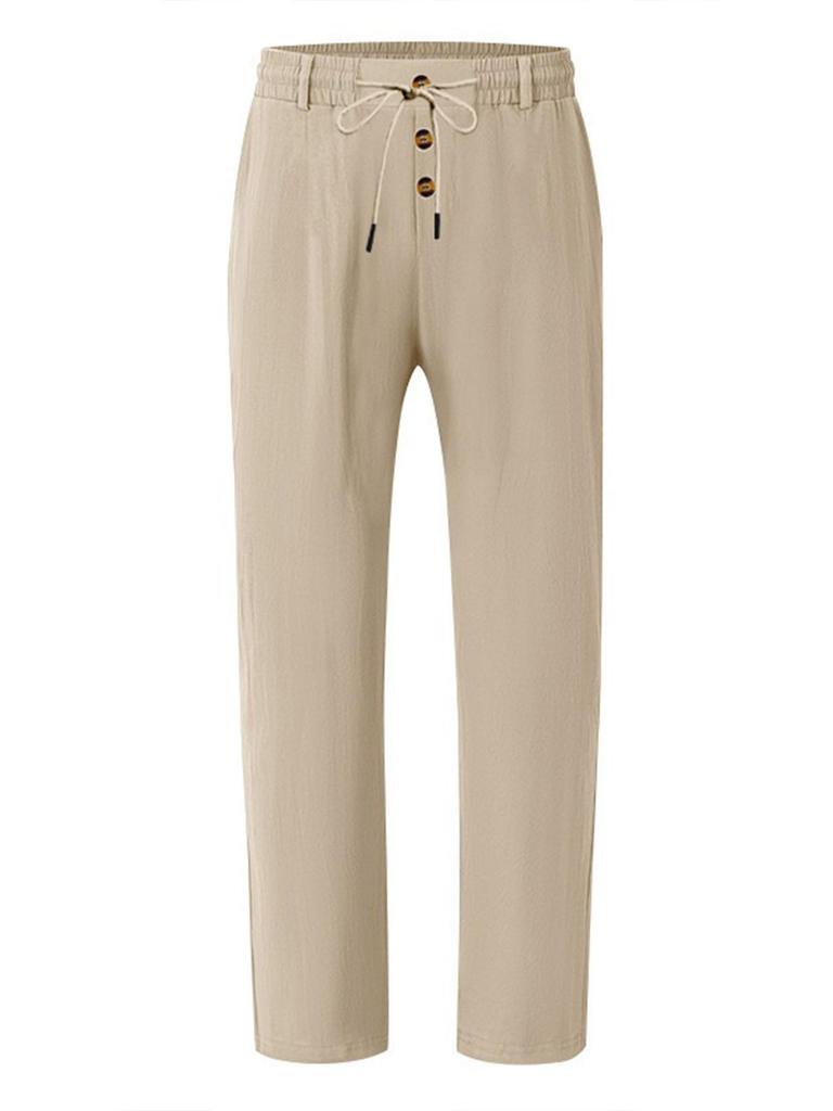 Summer Men's White Linen Pants - Casual Breathable and Perfect for Beach and Daily Wear Straight Leg Design