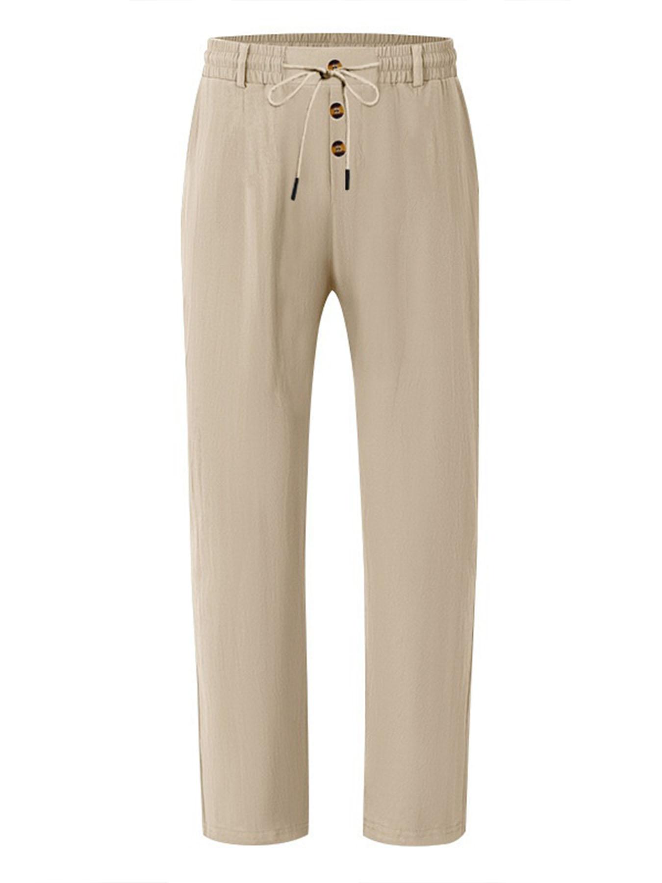 

Summer Men s White Linen Pants - Casual Breathable and Perfect for Beach and Daily Wear Straight Leg Design XXXL